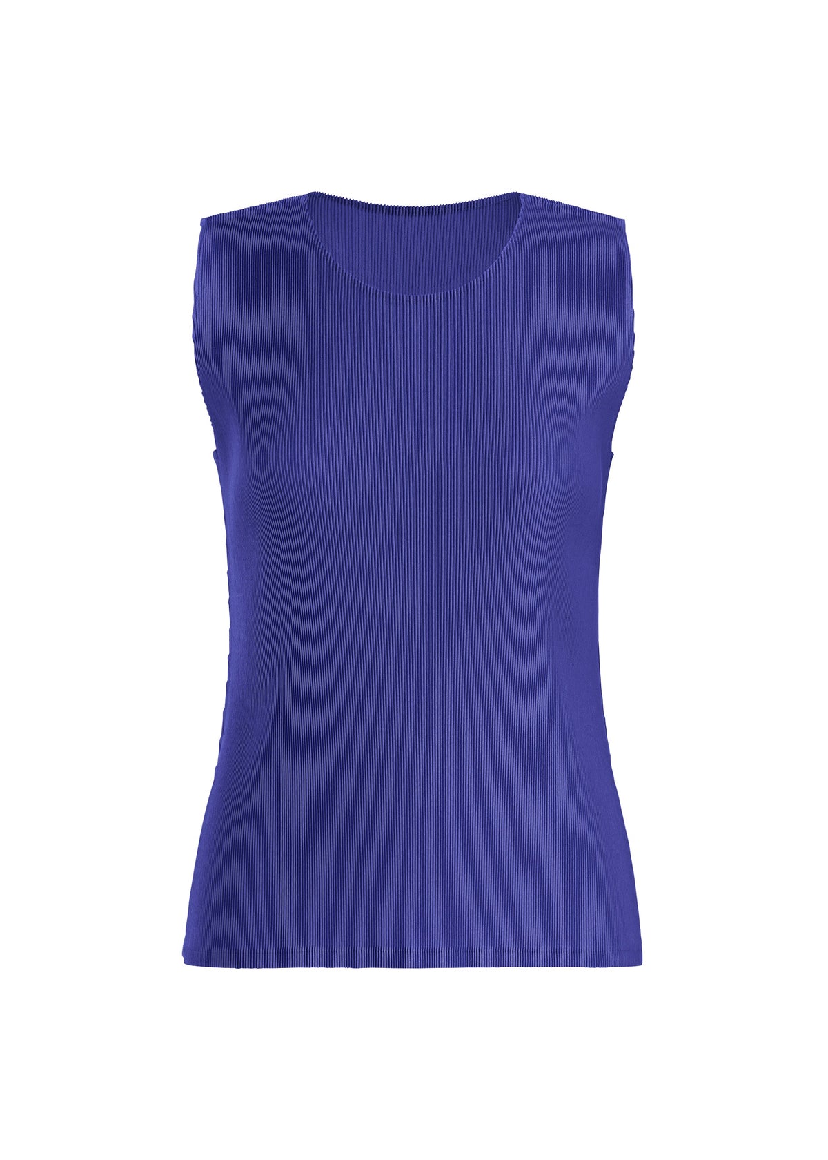A product shot of the PLEATS PLEASE ISSEY MIYAKE MIST SEPTEMBER top in deep blue (76).