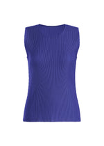 A product shot of the PLEATS PLEASE ISSEY MIYAKE MIST SEPTEMBER top in deep blue (76).