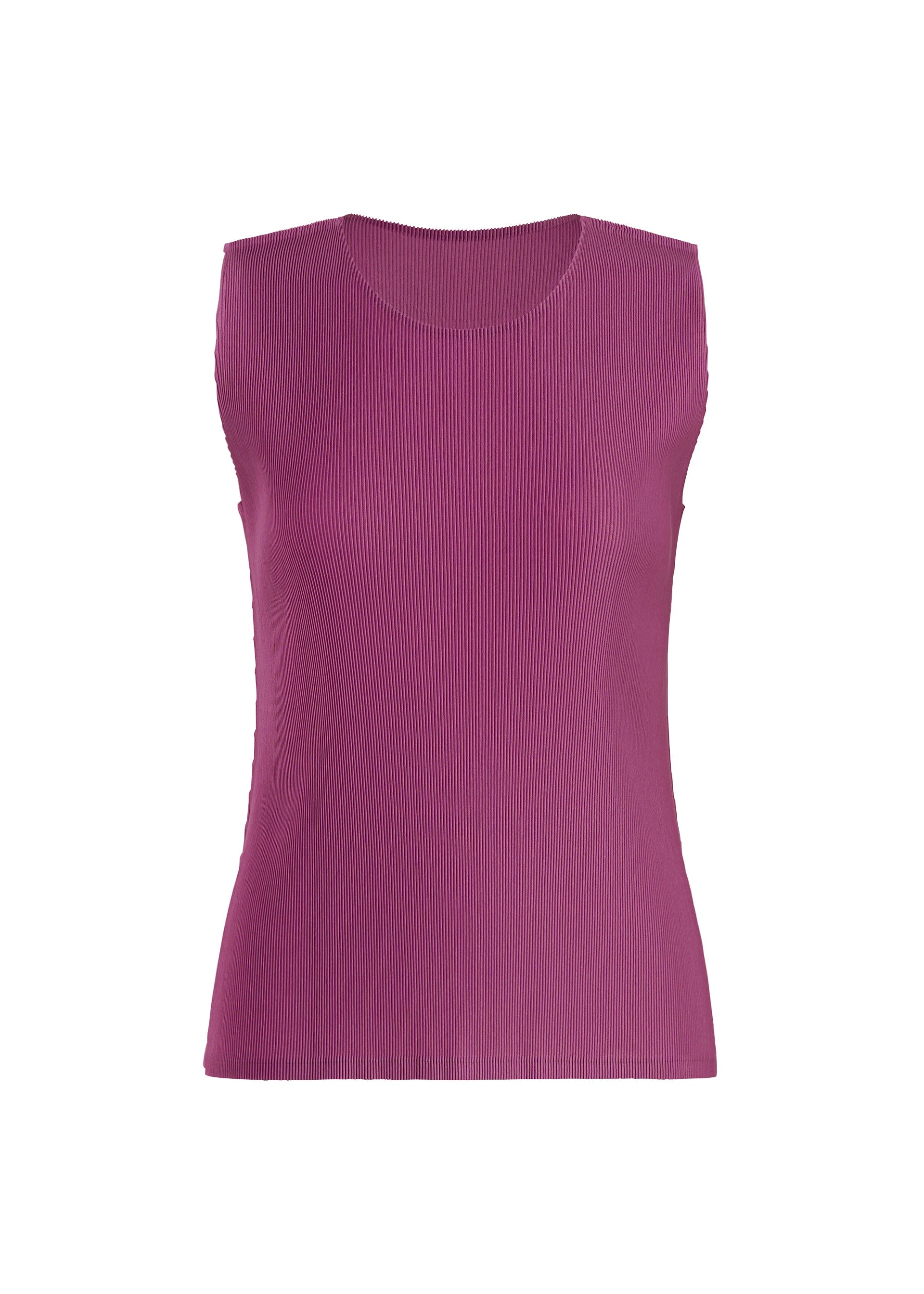 A product shot of the PLEATS PLEASE ISSEY MIYAKE MIST SEPTEMBER top in magenta (85).