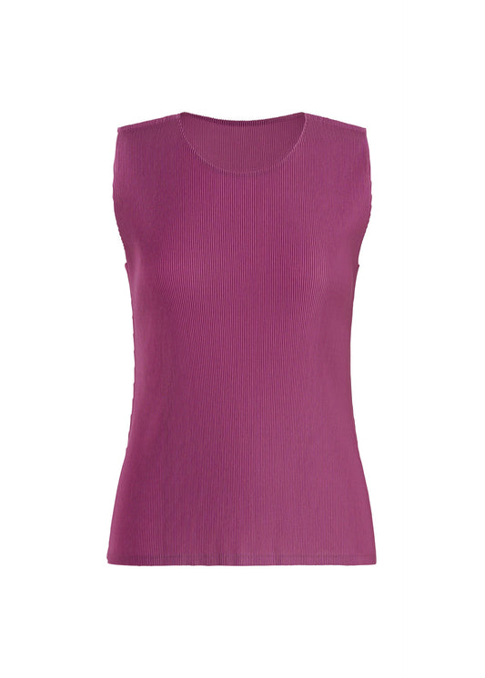 A product shot of the PLEATS PLEASE ISSEY MIYAKE MIST SEPTEMBER top in magenta (85).