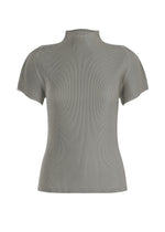 A product shot of the PLEATS PLEASE ISSEY MIYAKE MIST SEPTEMBER top in grey (12).