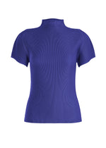 A product shot of the PLEATS PLEASE ISSEY MIYAKE MIST SEPTEMBER top in deep blue (76).