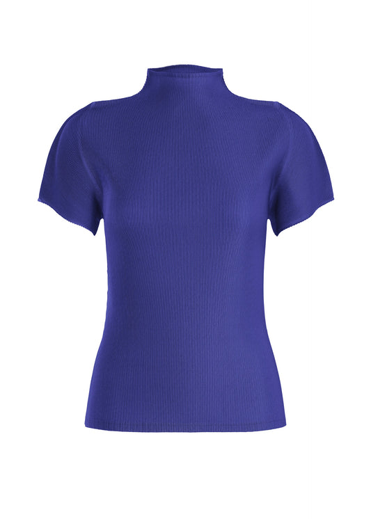A product shot of the PLEATS PLEASE ISSEY MIYAKE MIST SEPTEMBER top in deep blue (76).