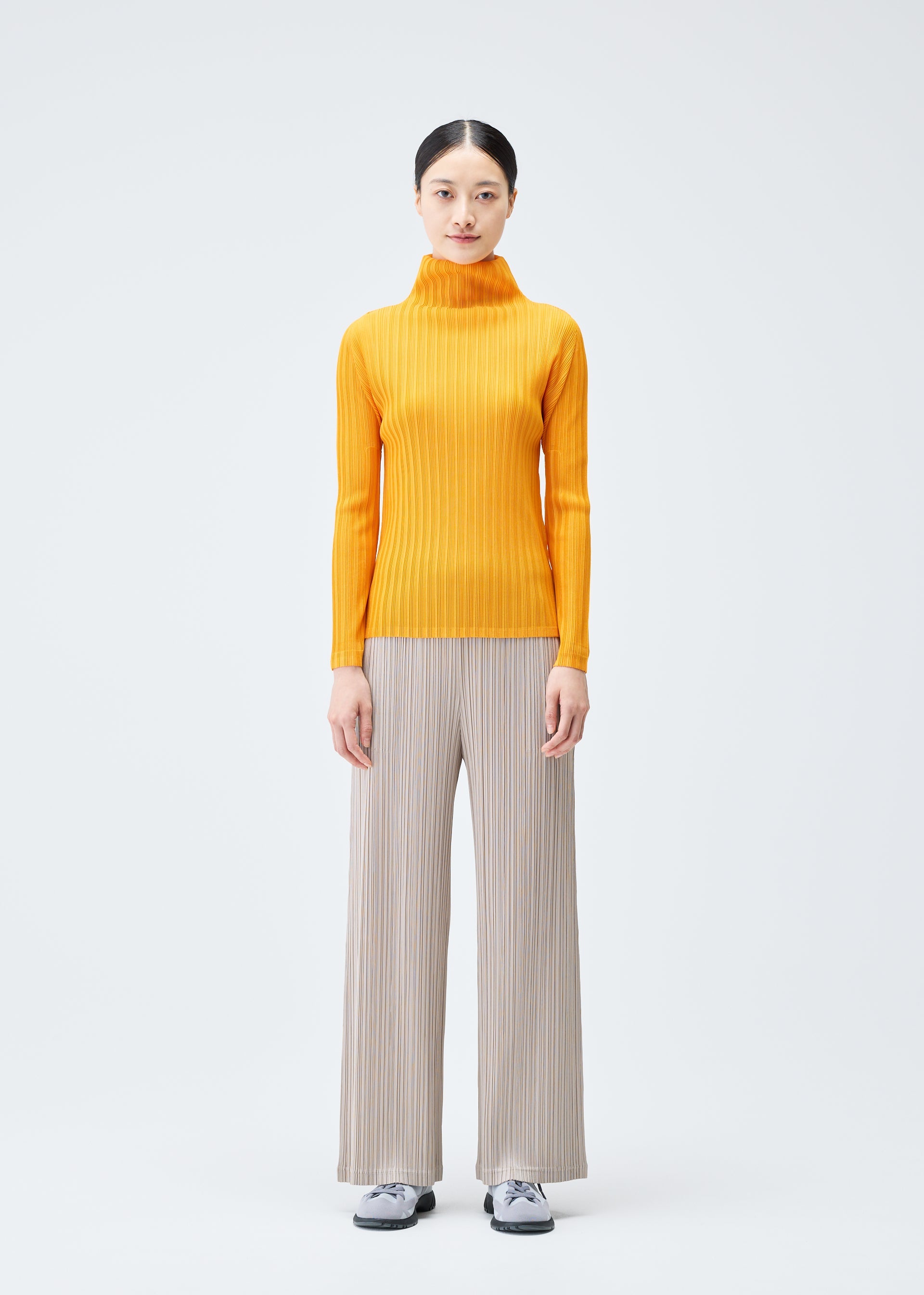 トップス RIB PLEATS DECEMBER RIB PLEATS DECEMBER Slim-fit Top Steel Blue – The official ISSEY
