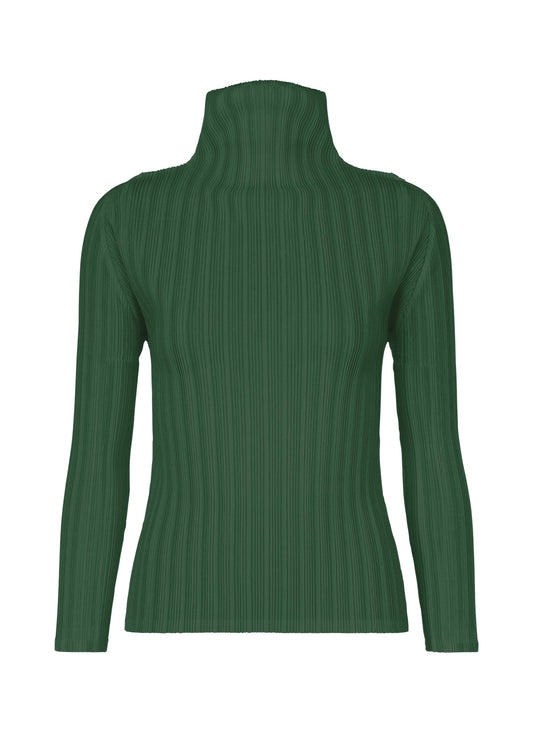 A product shot of the PLEATS PLEASE ISSEY MIYAKE RIB PLEATS DECEMBER clothing in forest green (64).