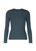 A product shot of the PLEATS PLEASE ISSEY MIYAKE RIB PLEATS NOVEMBER top in greyish navy (77).