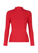 A product shot of the PLEATS PLEASE ISSEY MIYAKE RIB PLEATS NOVEMBER top in red (24).