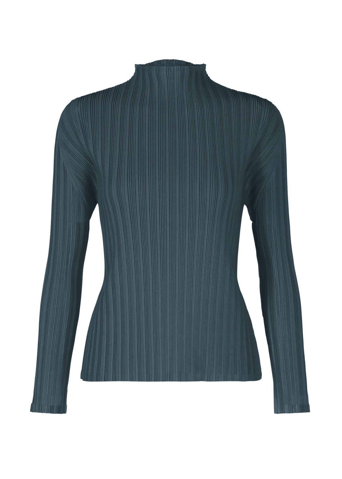 A product shot of the PLEATS PLEASE ISSEY MIYAKE RIB PLEATS NOVEMBER top in greyish navy (77).