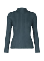 A product shot of the PLEATS PLEASE ISSEY MIYAKE RIB PLEATS NOVEMBER top in greyish navy (77).