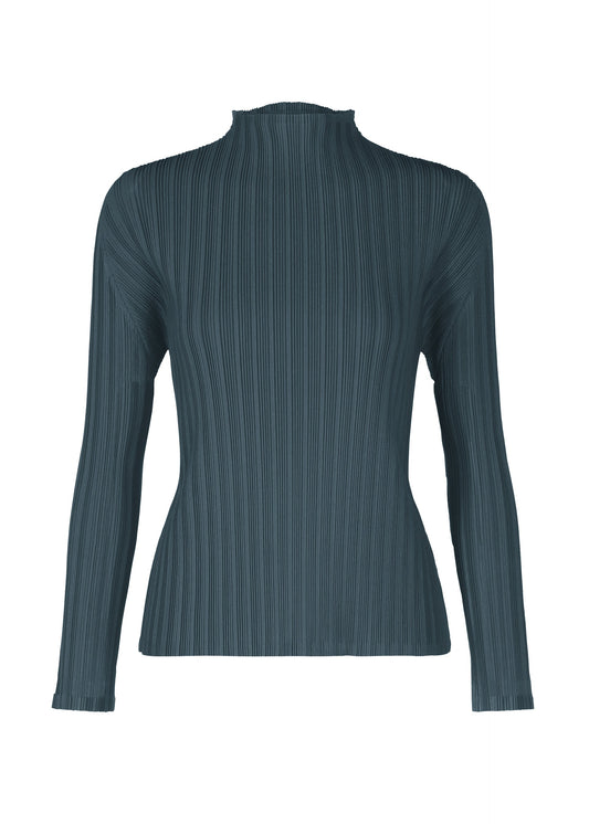 A product shot of the PLEATS PLEASE ISSEY MIYAKE RIB PLEATS NOVEMBER top in greyish navy (77).