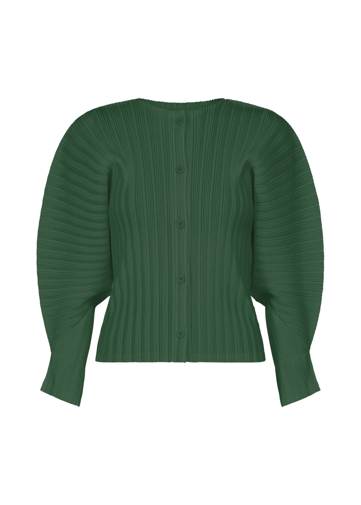 A product shot of the PLEATS PLEASE ISSEY MIYAKE RIB PLEATS DECEMBER clothing in forest green (64).