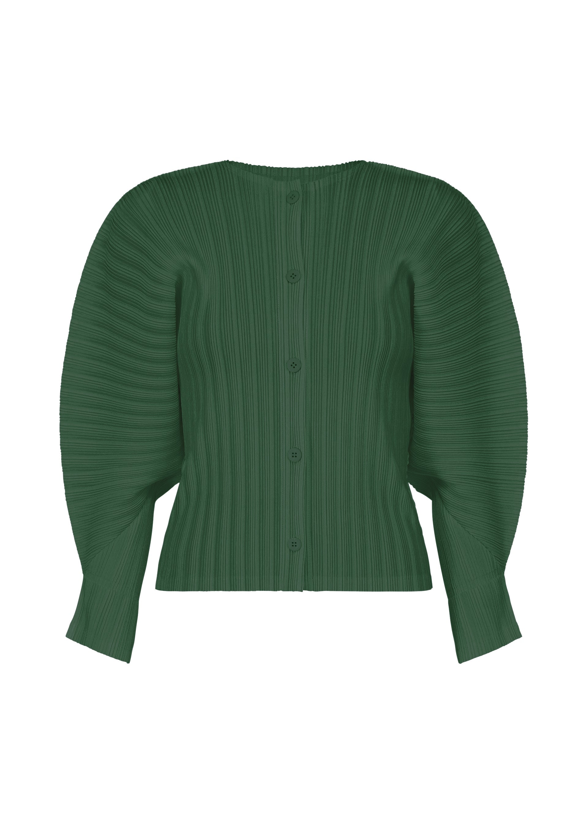 A product shot of the PLEATS PLEASE ISSEY MIYAKE RIB PLEATS DECEMBER clothing in forest green (64).