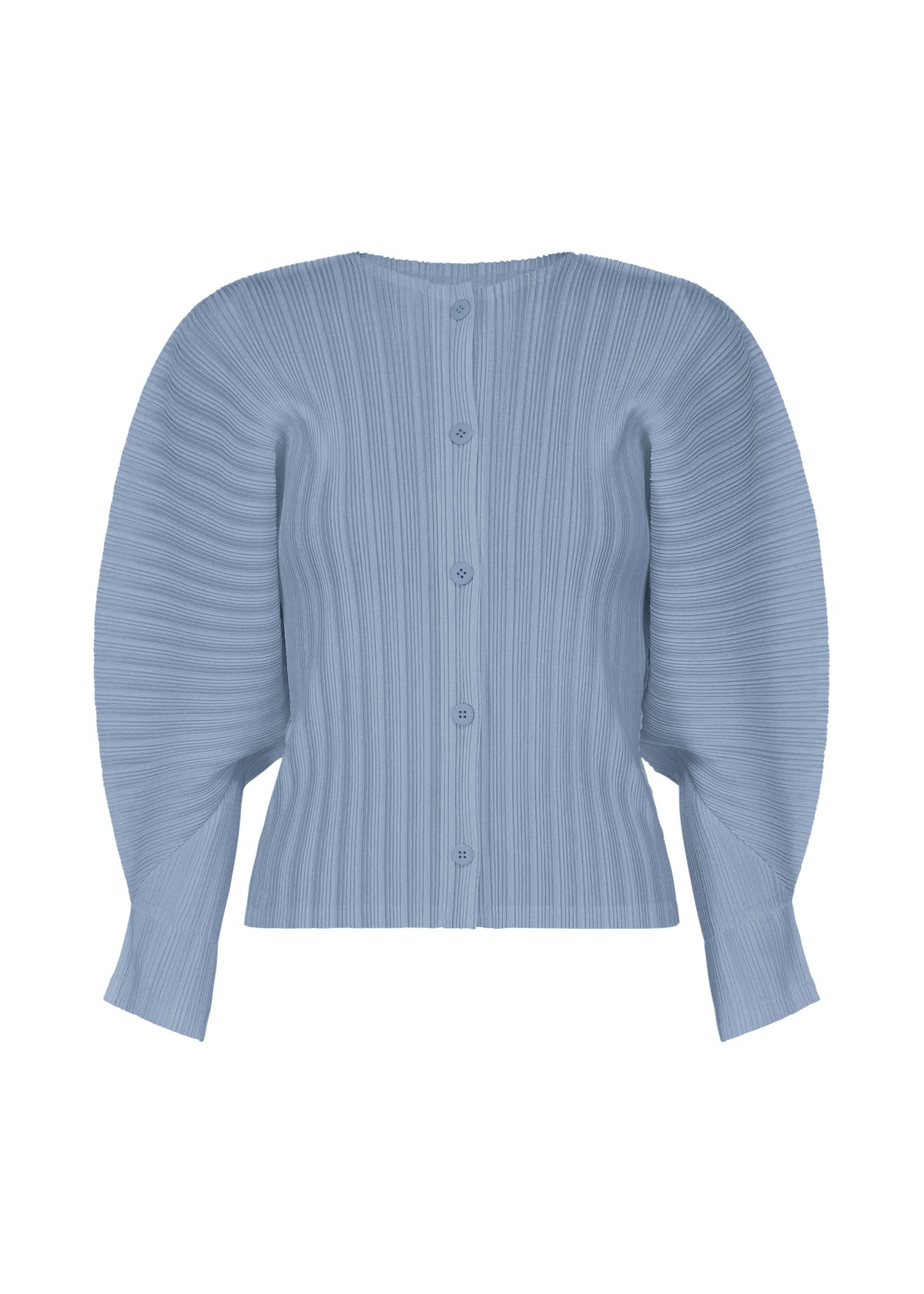 A product shot of the PLEATS PLEASE ISSEY MIYAKE RIB PLEATS DECEMBER clothing in steel blue (74).