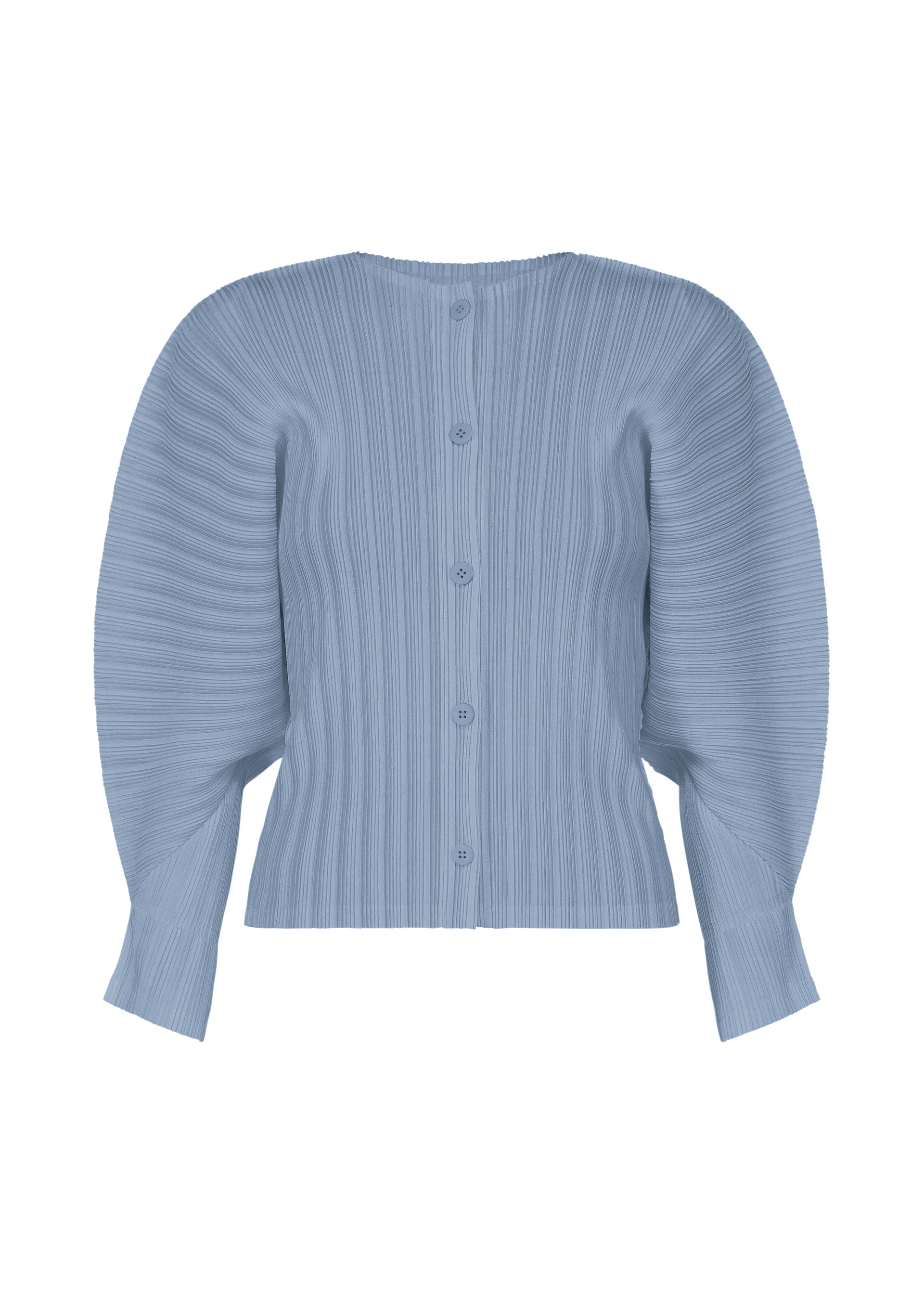 A product shot of the PLEATS PLEASE ISSEY MIYAKE RIB PLEATS DECEMBER clothing in steel blue (74).