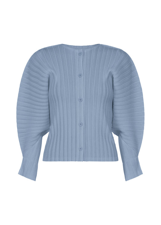 A product shot of the PLEATS PLEASE ISSEY MIYAKE RIB PLEATS DECEMBER clothing in steel blue (74).