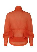 A detail shot of the PLEATS PLEASE ISSEY MIYAKE TATAMI JULY cardigan.