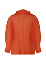 A detail shot of the PLEATS PLEASE ISSEY MIYAKE TATAMI JULY cardigan.