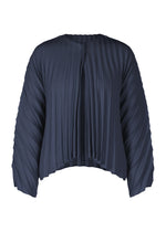 A product shot of the PLEATS PLEASE ISSEY MIYAKE CIRCULAR cardigan in navy (75).