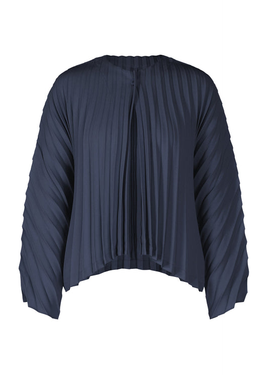 A product shot of the PLEATS PLEASE ISSEY MIYAKE CIRCULAR cardigan in navy (75).