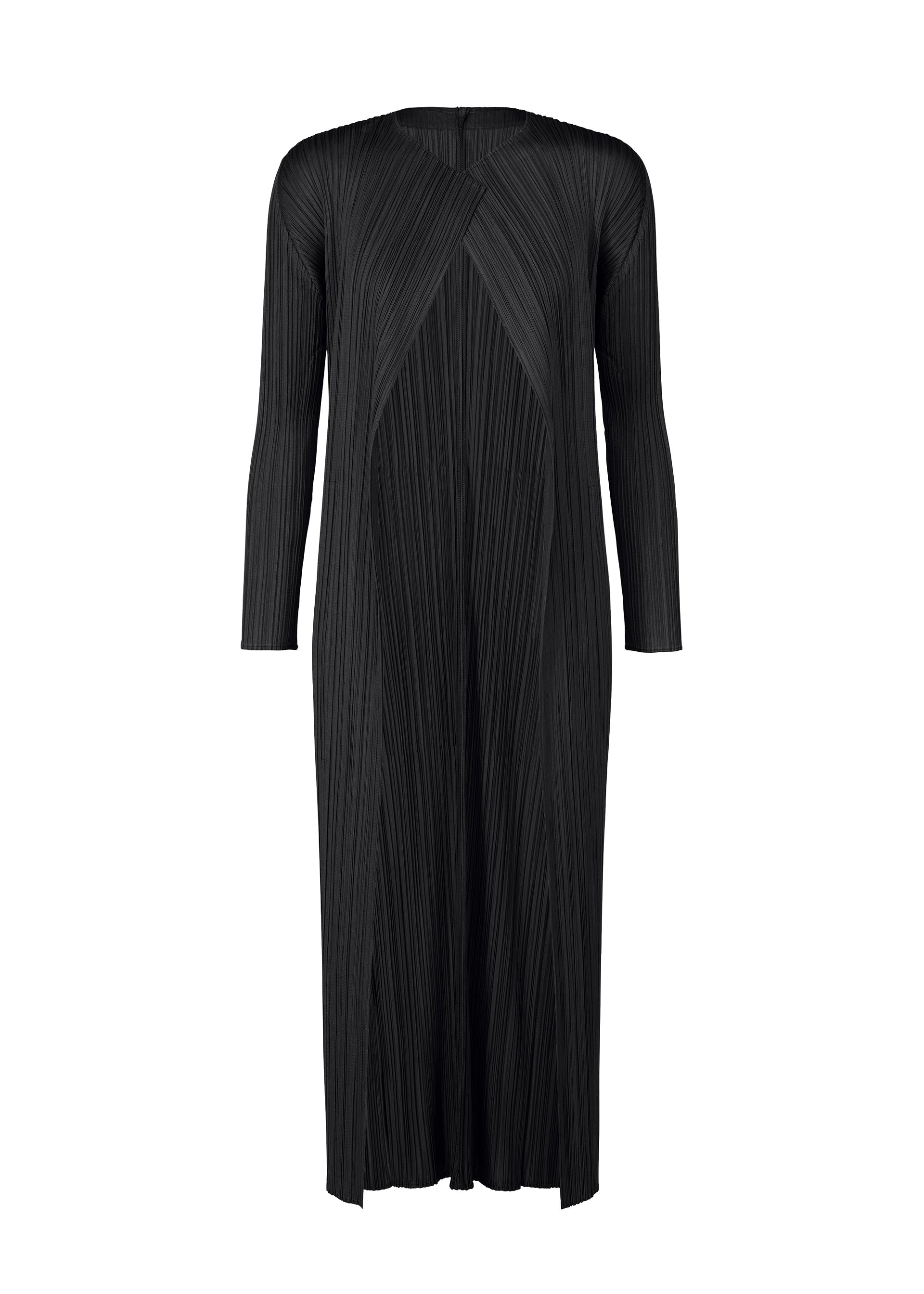 A product shot of the PLEATS PLEASE ISSEY MIYAKE MONTHLY COLORS SEPTEMBER coat in black (15).