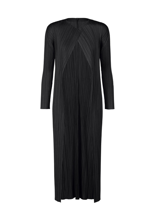 A product shot of the PLEATS PLEASE ISSEY MIYAKE MONTHLY COLORS SEPTEMBER coat in black (15).