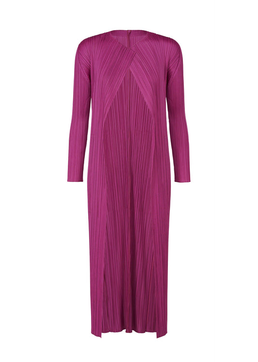 A product shot of the PLEATS PLEASE ISSEY MIYAKE MONTHLY COLORS SEPTEMBER coat in magenta (85).