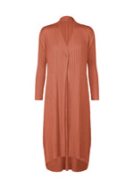 A product shot of the PLEATS PLEASE ISSEY MIYAKE MONTHLY COLORS OCTOBER coat in coral pink (29).