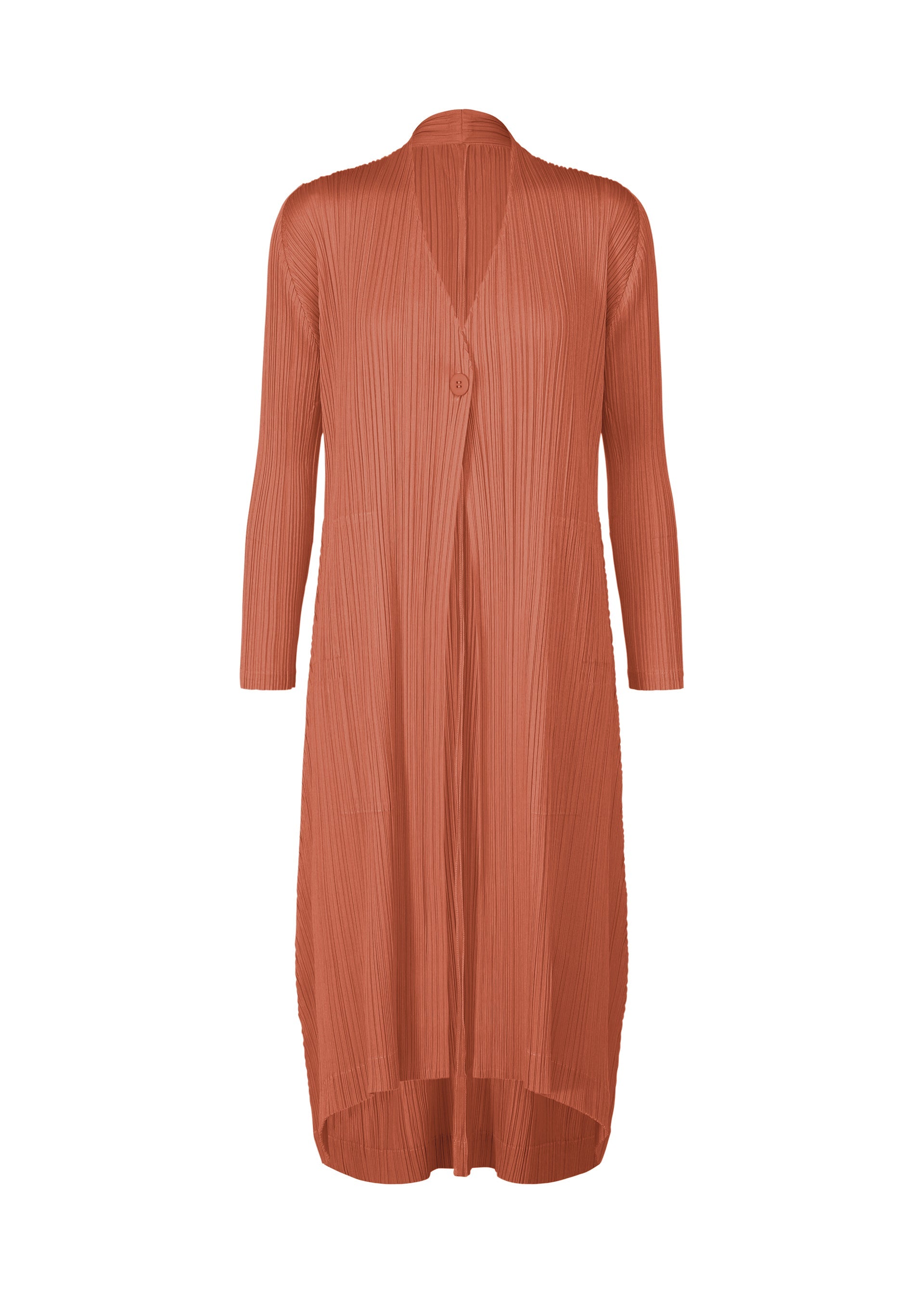 A product shot of the PLEATS PLEASE ISSEY MIYAKE MONTHLY COLORS OCTOBER coat in coral pink (29).
