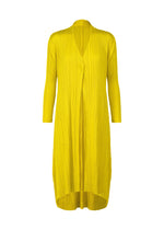 A product shot of the PLEATS PLEASE ISSEY MIYAKE MONTHLY COLORS OCTOBER coat in canary yellow (51).