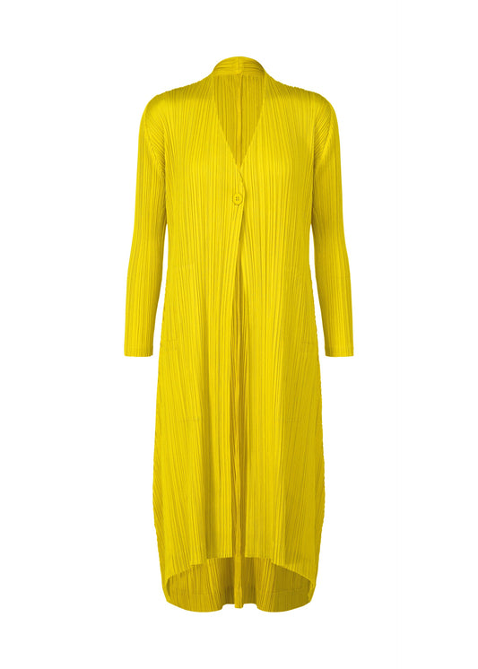 A product shot of the PLEATS PLEASE ISSEY MIYAKE MONTHLY COLORS OCTOBER coat in canary yellow (51).