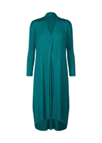 A product shot of the PLEATS PLEASE ISSEY MIYAKE MONTHLY COLORS OCTOBER coat in turquoise green (61).