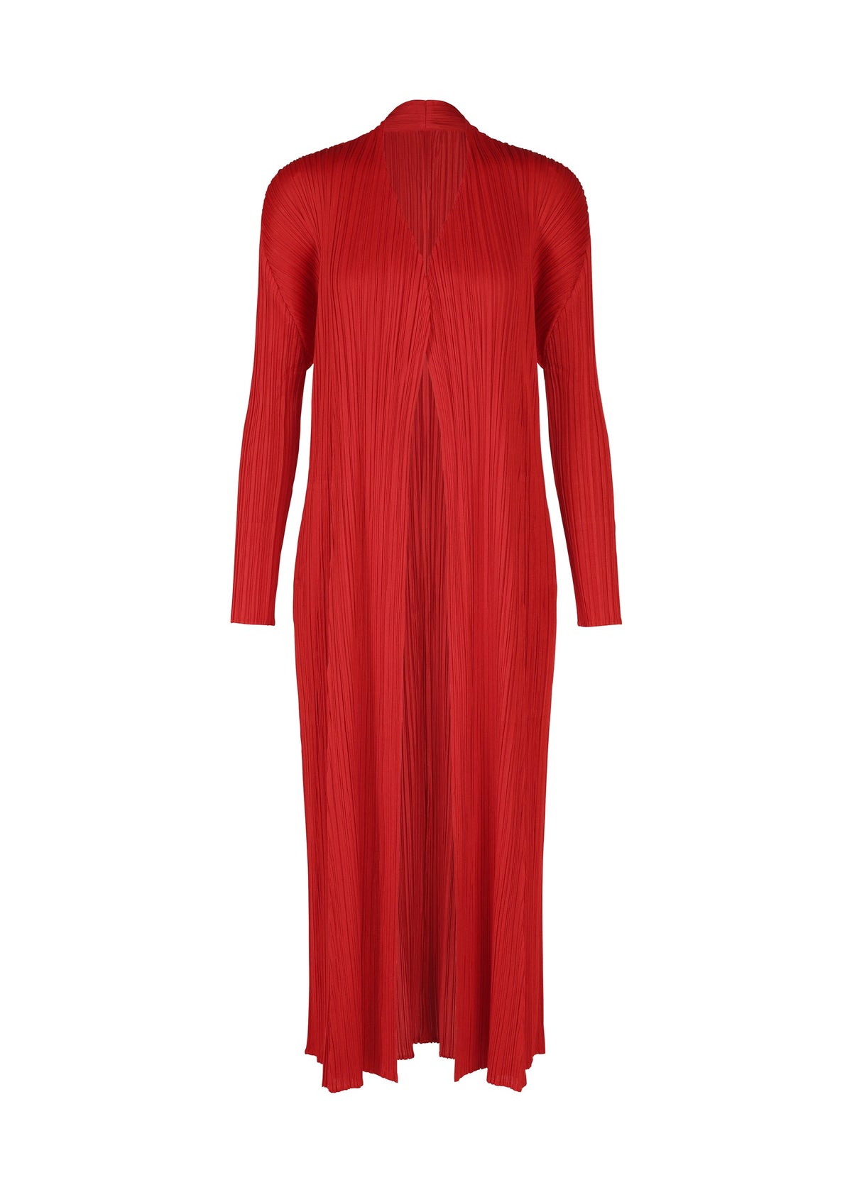A product shot of the PLEATS PLEASE ISSEY MIYAKE MONTHLY COLORS NOVEMBER coat in red (24).
