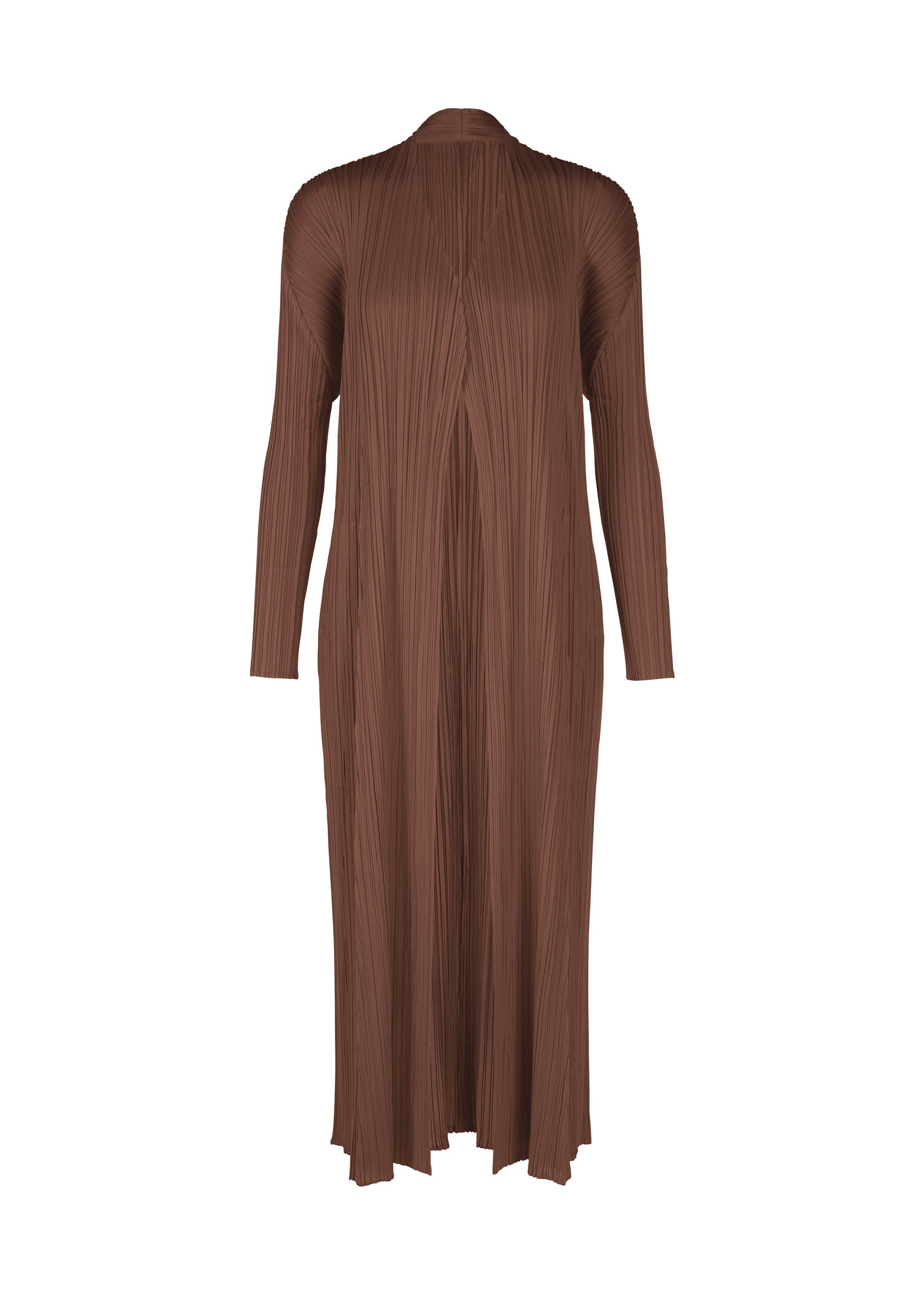 A product shot of the PLEATS PLEASE ISSEY MIYAKE MONTHLY COLORS NOVEMBER coat in brown (44).