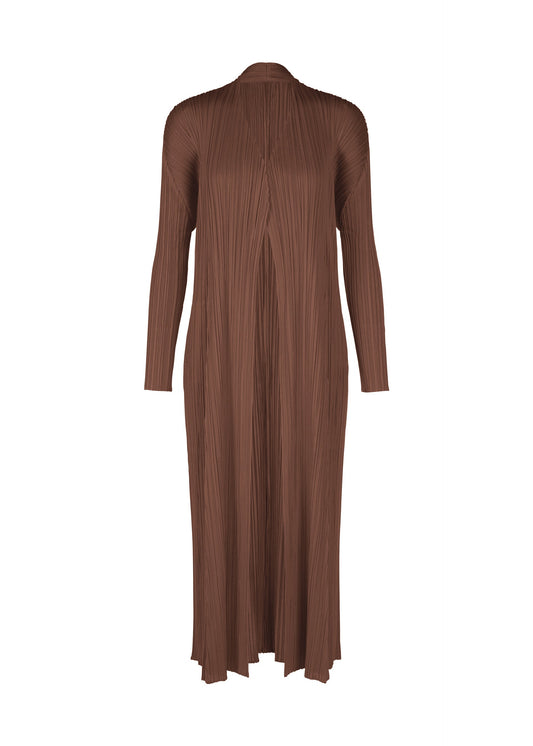 A product shot of the PLEATS PLEASE ISSEY MIYAKE MONTHLY COLORS NOVEMBER coat in brown (44).