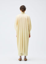 A model wears the PLEATS PLEASE ISSEY MIYAKE MONTHLY COLORS DECEMBER clothing.