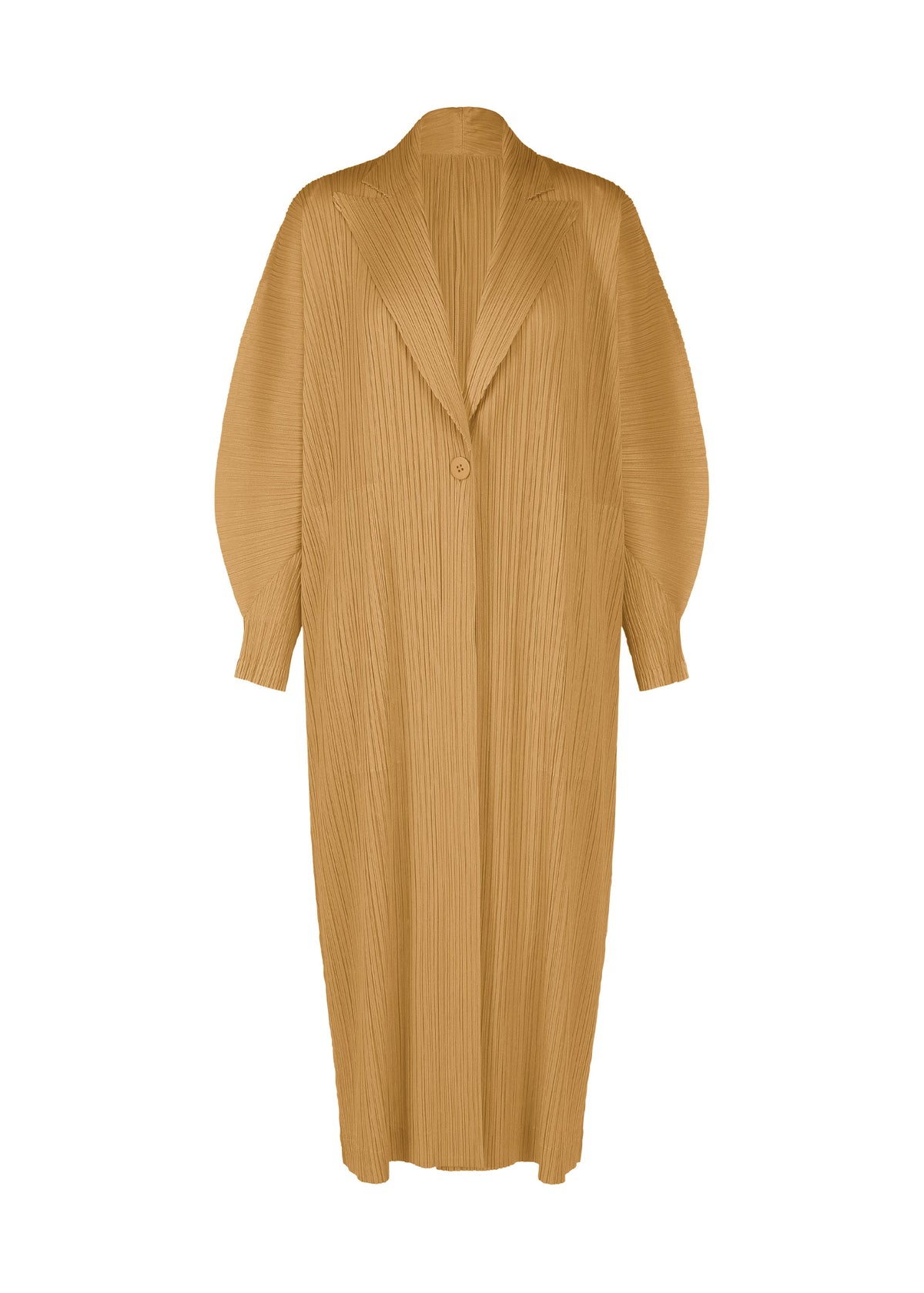 A product shot of the PLEATS PLEASE ISSEY MIYAKE MONTHLY COLORS DECEMBER clothing in yellow ochre (55).
