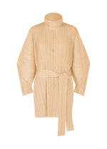 A product shot of the PLEATS PLEASE ISSEY MIYAKE WOOL PLEATS coat in light beige (40).