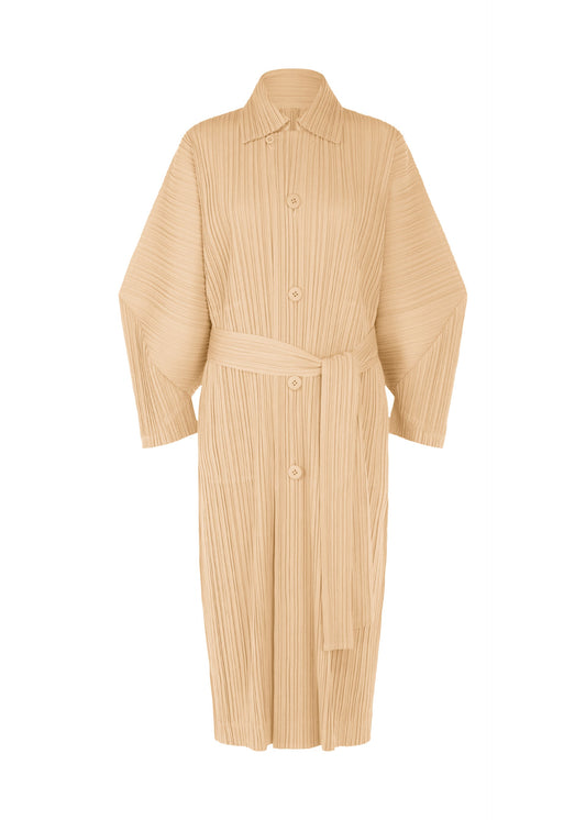 A product shot of the PLEATS PLEASE ISSEY MIYAKE WOOL PLEATS coat in light beige (40).