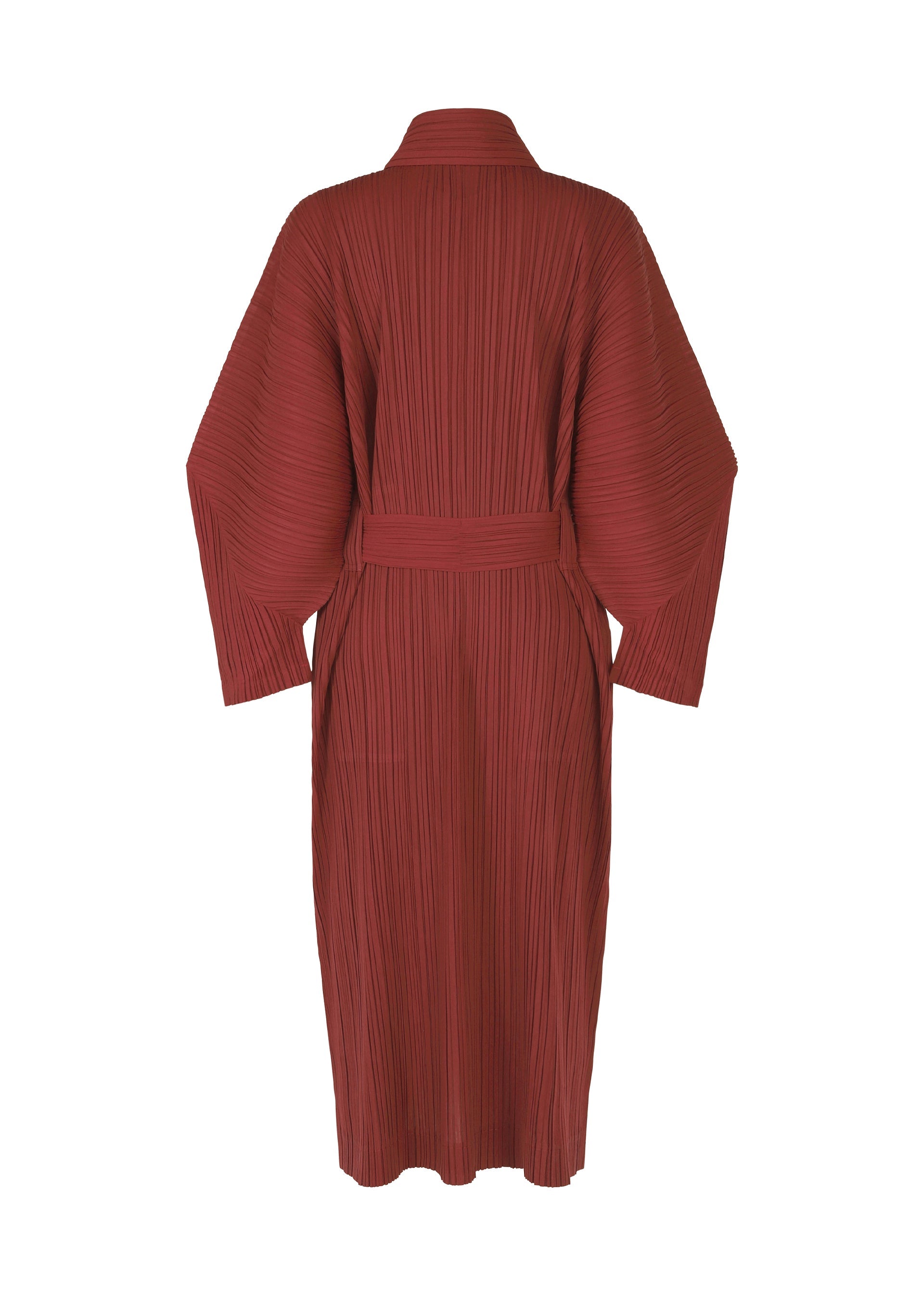 A detail shot of the PLEATS PLEASE ISSEY MIYAKE WOOL PLEATS coat.