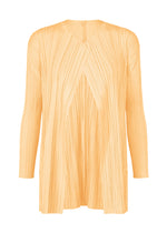 A product shot of the PLEATS PLEASE ISSEY MIYAKE MELLOW PLEATS coat in cream yellow (30).