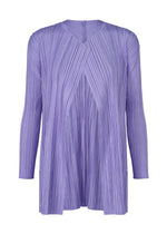 A product shot of the PLEATS PLEASE ISSEY MIYAKE MELLOW PLEATS coat in saxe blue (71).