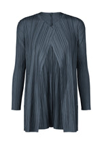 A product shot of the PLEATS PLEASE ISSEY MIYAKE MELLOW PLEATS coat in navy (75).