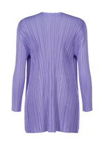 A detail shot of the PLEATS PLEASE ISSEY MIYAKE MELLOW PLEATS coat.