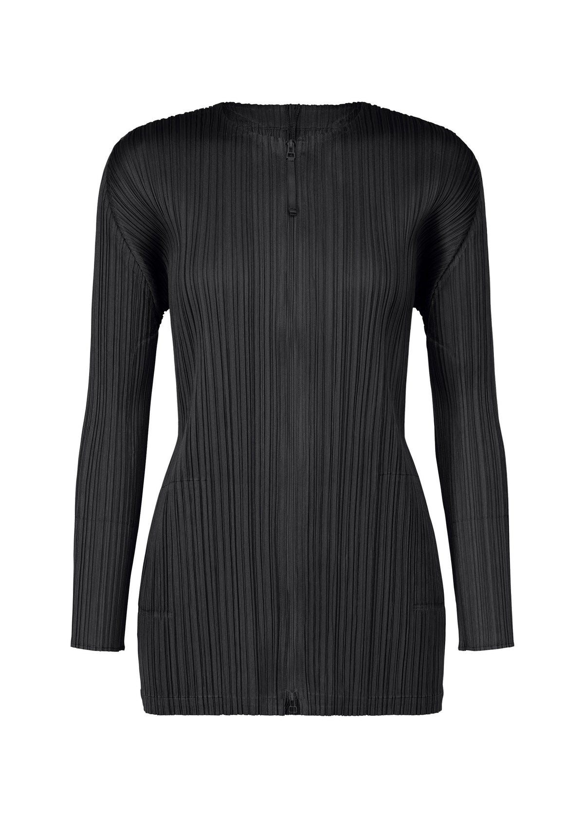 A product shot of the PLEATS PLEASE ISSEY MIYAKE MONTHLY COLORS SEPTEMBER jacket in black (15).