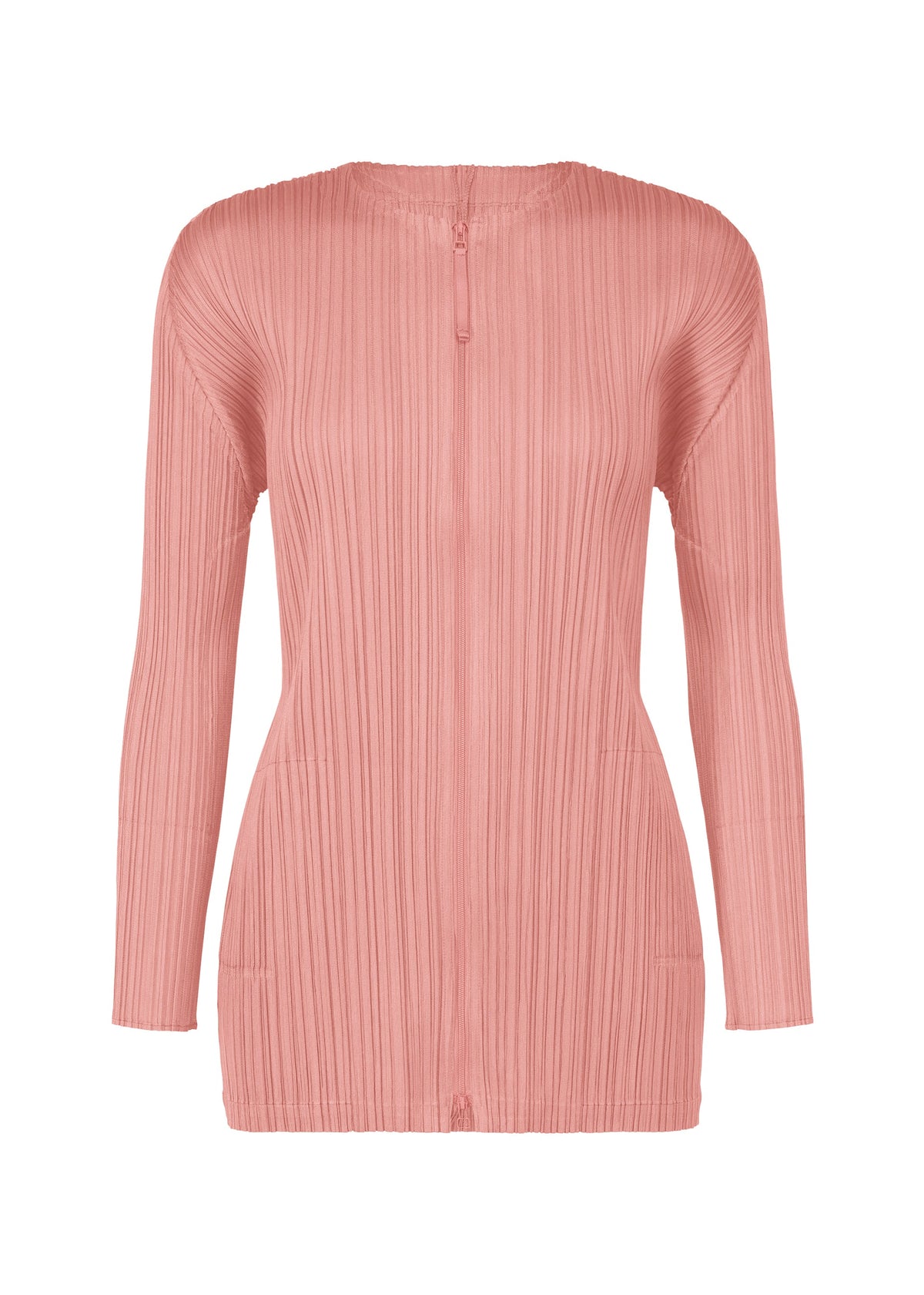 A product shot of the PLEATS PLEASE ISSEY MIYAKE MONTHLY COLORS SEPTEMBER jacket in rose pink (28).