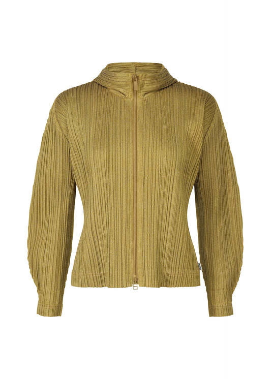 A product shot of the PLEATS PLEASE ISSEY MIYAKE COTTON DENIM jacket in mustard (59).