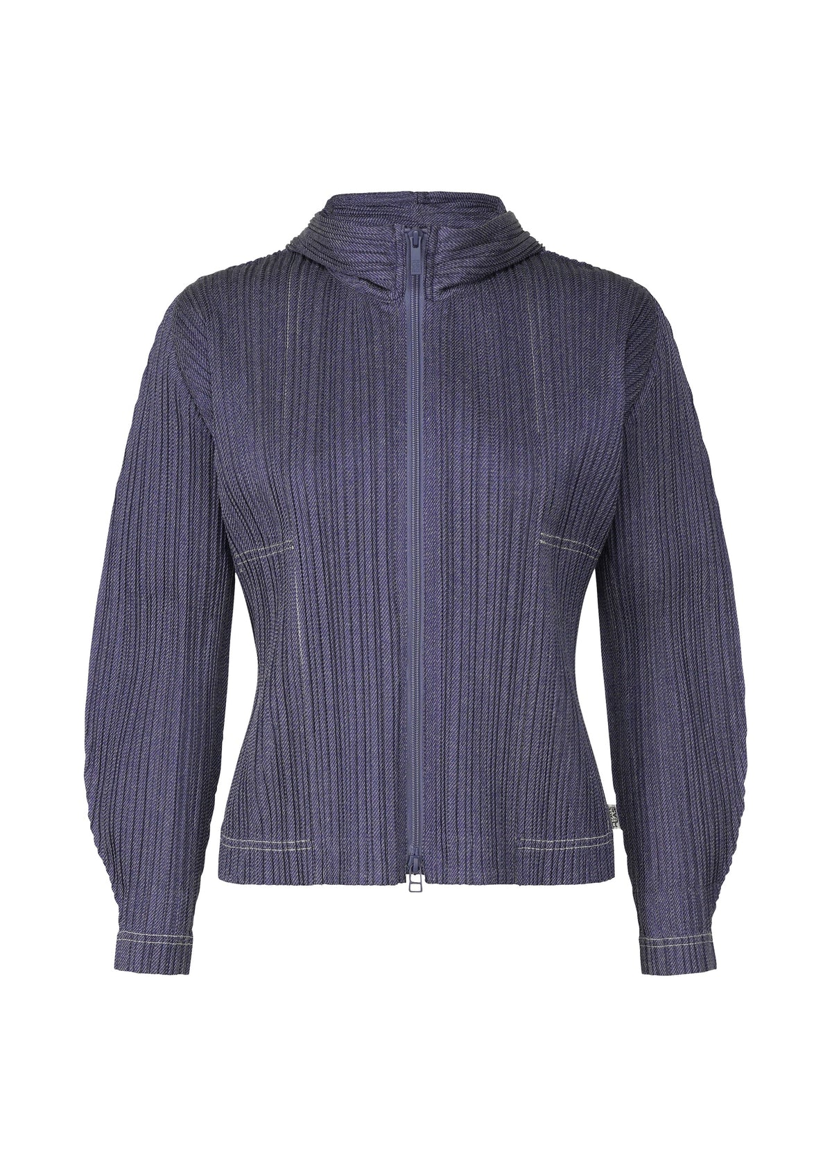 A product shot of the PLEATS PLEASE ISSEY MIYAKE COTTON DENIM jacket in blue (72).