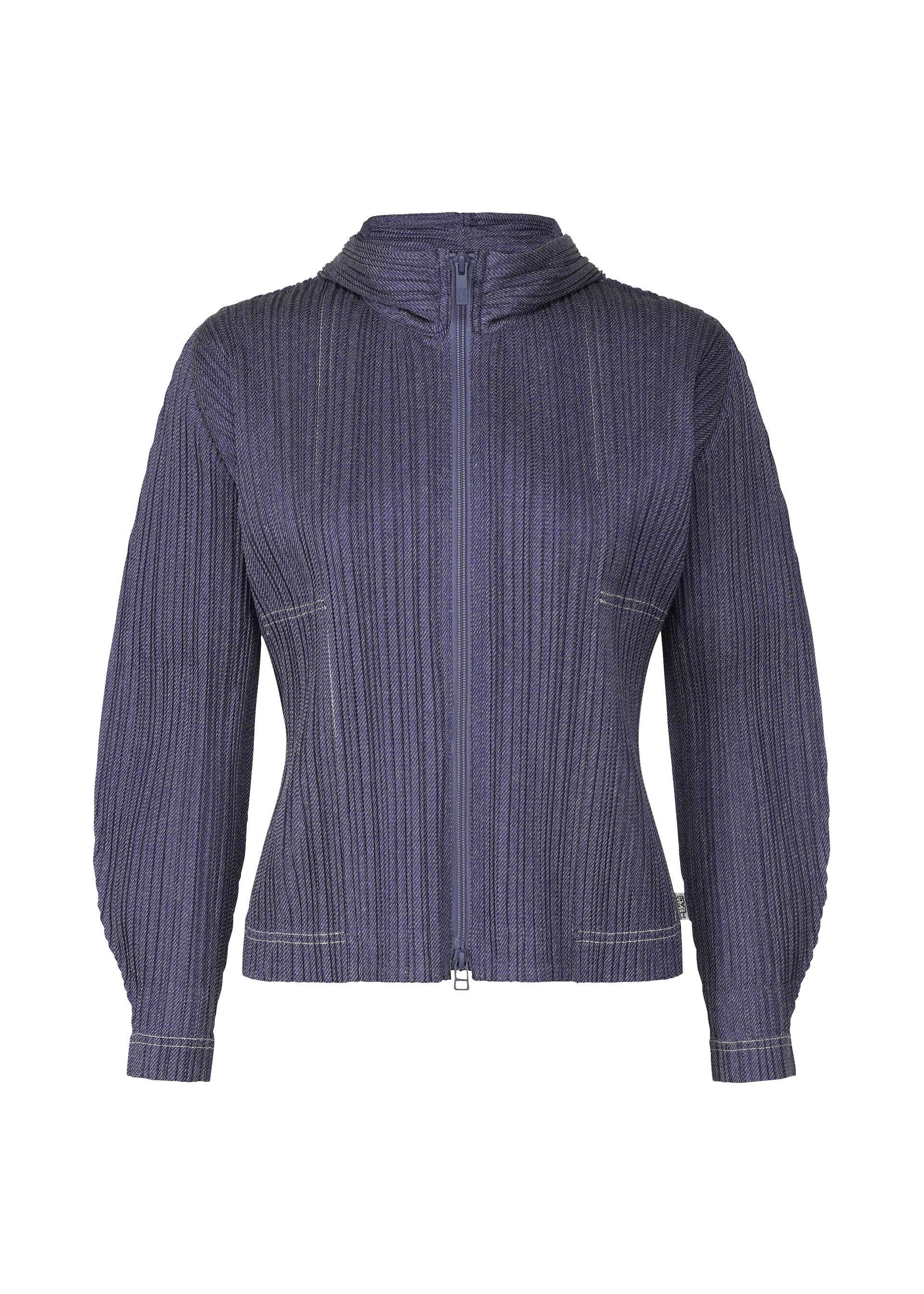 A product shot of the PLEATS PLEASE ISSEY MIYAKE COTTON DENIM jacket in blue (72).