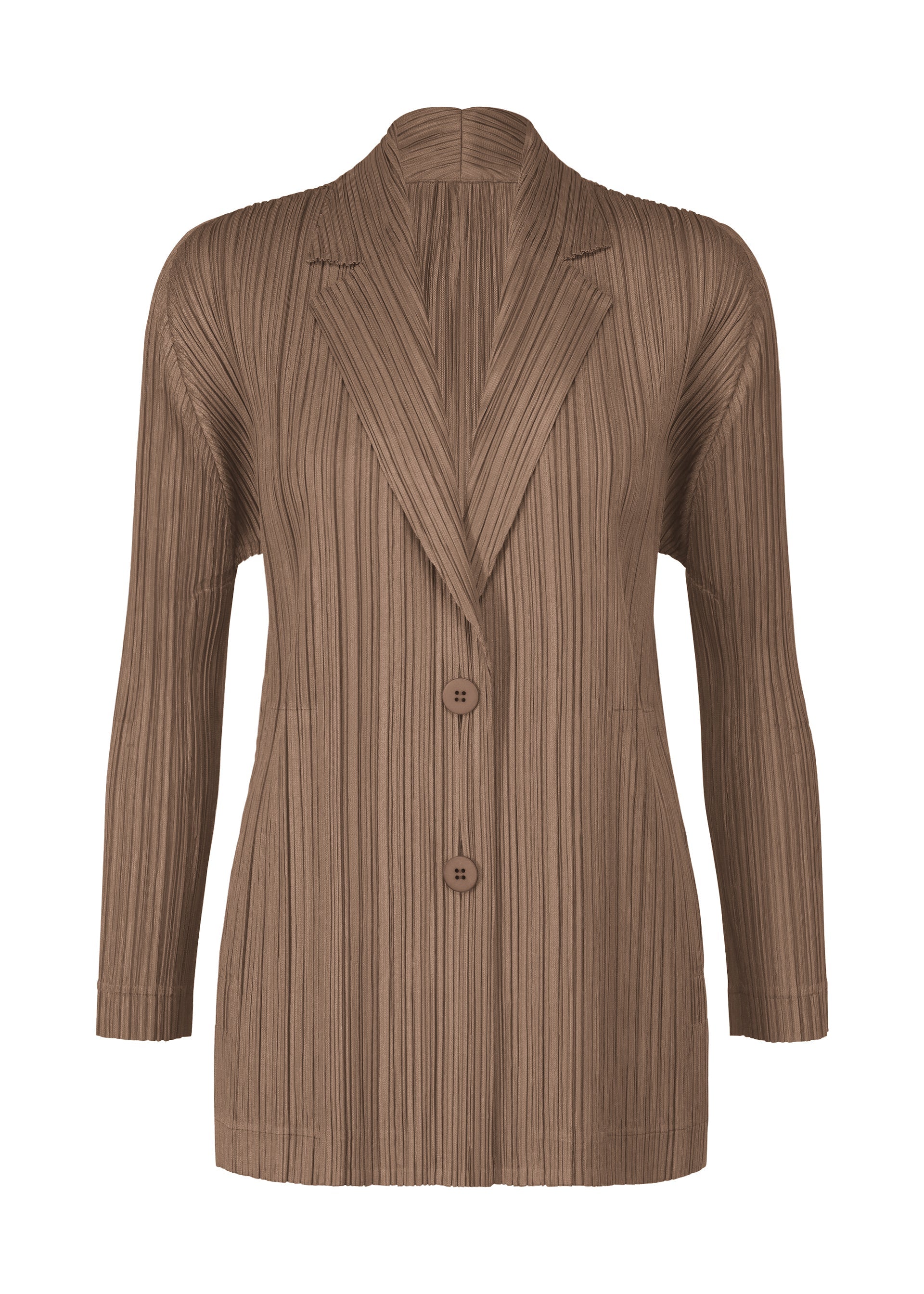 A product shot of the PLEATS PLEASE ISSEY MIYAKE PLEATS JACKET jacket in brown (44).