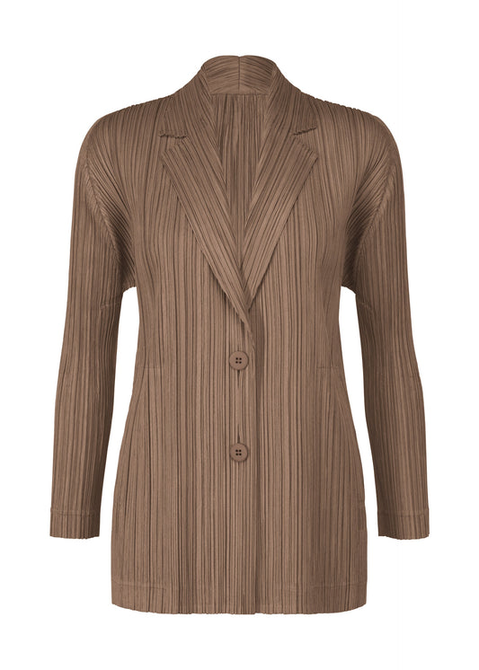 A product shot of the PLEATS PLEASE ISSEY MIYAKE PLEATS JACKET jacket in brown (44).